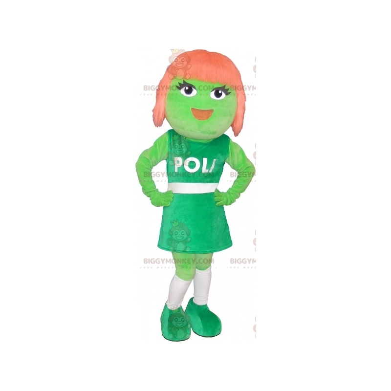 Groen meisje met rood haar BIGGYMONKEY™ mascottekostuum -