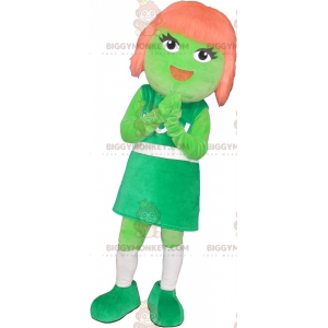 Disfraz de mascota BIGGYMONKEY™ de chica verde con pelo rojo -