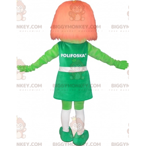 Disfraz de mascota BIGGYMONKEY™ de chica verde con pelo rojo -