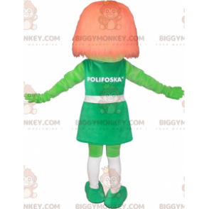 Traje de mascote BIGGYMONKEY™ Garota Verde com Cabelo Vermelho