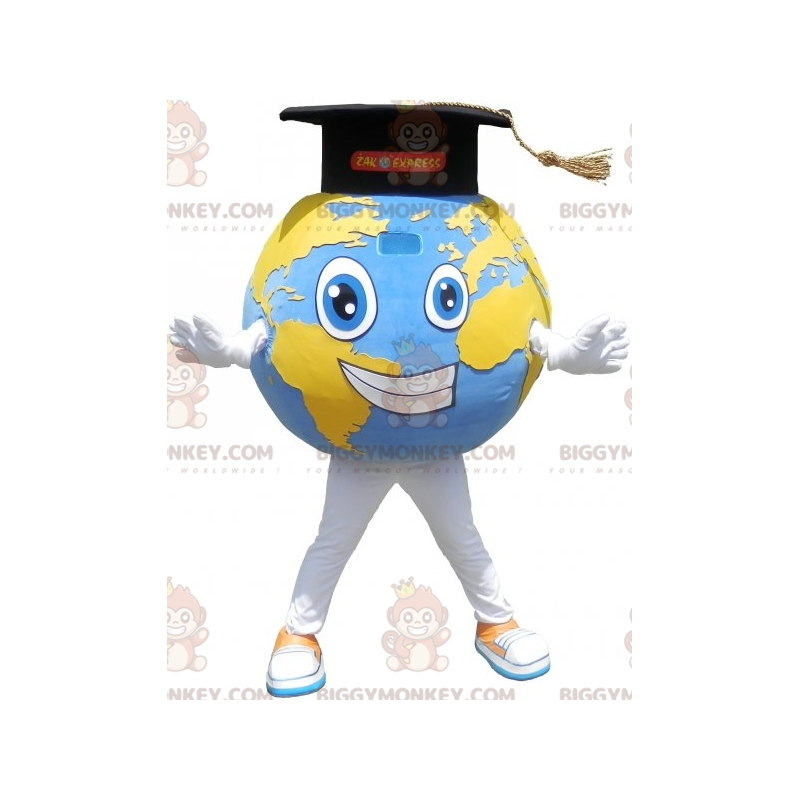 Giant World Map BIGGYMONKEY™ Mascot Costume with Graduate Hat -