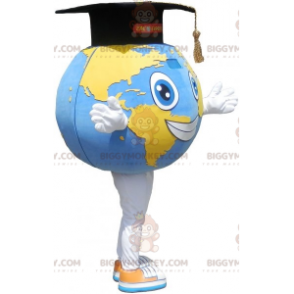 Giant World Map BIGGYMONKEY™ Mascot Costume with Graduate Hat –