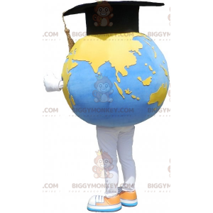 Giant World Map BIGGYMONKEY™ Mascot Costume with Graduate Hat –