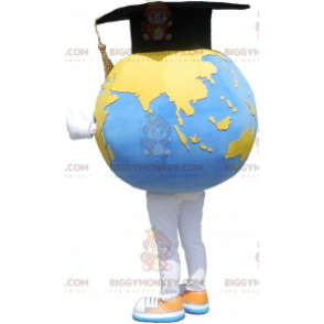 Giant World Map BIGGYMONKEY™ Mascot Costume with Graduate Hat –