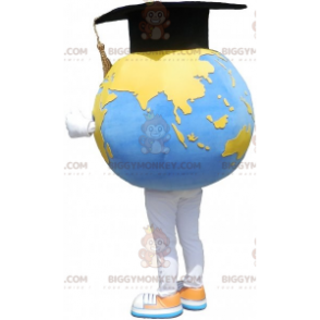 Jättevärldskarta BIGGYMONKEY™ maskotdräkt med examenshatt -