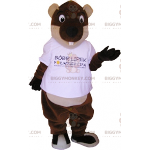 Costume de mascotte BIGGYMONKEY™ de castor géant marron et