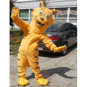 Costume de mascotte BIGGYMONKEY™ de chat orange très rigolo.