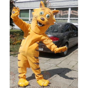 Mycket rolig orange katt BIGGYMONKEY™ maskotdräkt. Feline