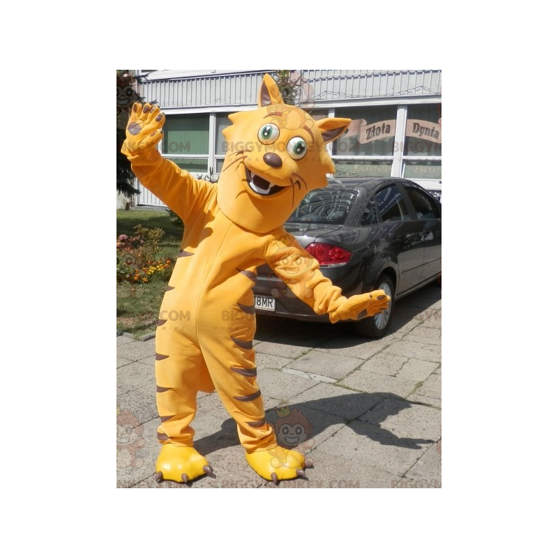 Meget sjov orange kat BIGGYMONKEY™ maskot kostume. Feline