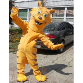 Mycket rolig orange katt BIGGYMONKEY™ maskotdräkt. Feline