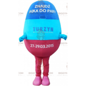 Fato de mascote BIGGYMONKEY™ de ovo gigante azul e rosa. ovo de