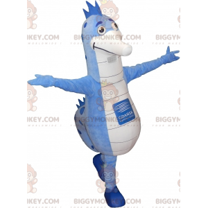 Blå och vit sjöhäst BIGGYMONKEY™ maskotdräkt. sjöhäst kostym -