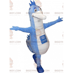 Costume de mascotte BIGGYMONKEY™ d'hippocampe bleu et blanc.