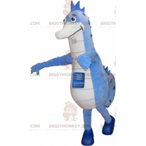 Kostým maskota modrobílého mořského koníka BIGGYMONKEY™. kostým