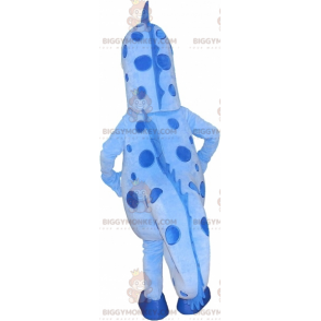 Costume de mascotte BIGGYMONKEY™ d'hippocampe bleu et blanc.