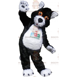 BIGGYMONKEY™ Costume da mascotte Gatto bianco e nero con occhi