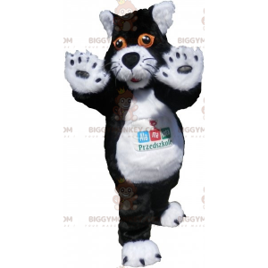 Costume de mascotte BIGGYMONKEY™ de chat noir et blanc avec les