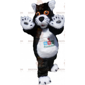 BIGGYMONKEY™ Mascot Costume Black and White Cat with Orange