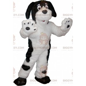 Blødt og lodnet sort/hvid hund BIGGYMONKEY™ maskotkostume -
