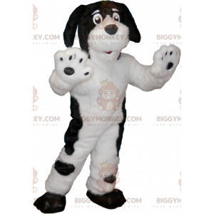 Costume de mascotte BIGGYMONKEY™ de chien noir et blanc doux et