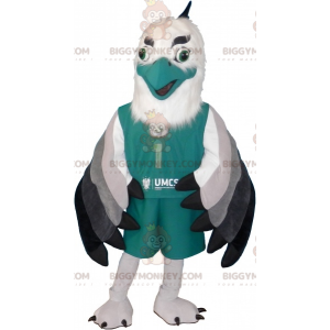BIGGYMONKEY™ Vit Grön Grå och Svart Vulture Eagle Maskotdräkt -
