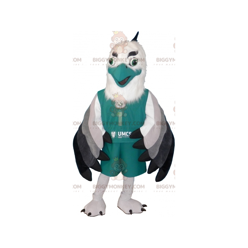 BIGGYMONKEY™ Costume mascotte aquila avvoltoio bianco verde