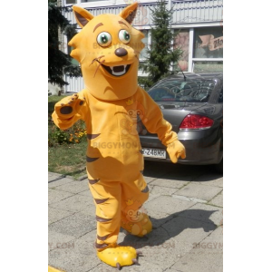 Costume de mascotte BIGGYMONKEY™ de chat orange et marron.