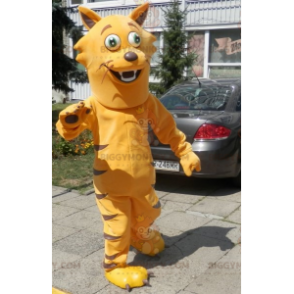 Costume da mascotte BIGGYMONKEY™ gatto arancione e marrone.