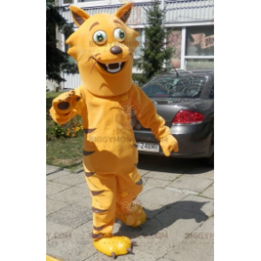 Costume de mascotte BIGGYMONKEY™ de chat orange et marron.