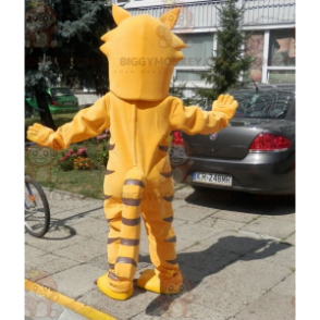 Fato de mascote BIGGYMONKEY™ de gato laranja e castanho. Traje