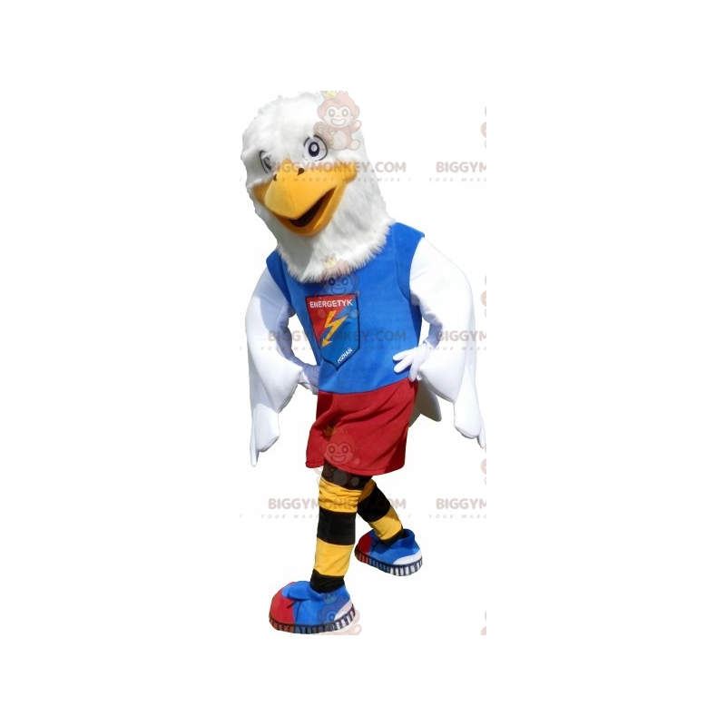 Eagle BIGGYMONKEY™ mascottekostuum gekleed in sportkleding.