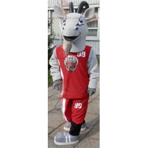 Sporty Goat BIGGYMONKEY™ Mascot Costume. Gray goat costume in