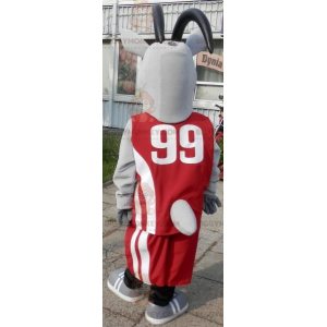 Sporty Goat BIGGYMONKEY™ Mascot Costume. Gray goat costume in