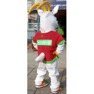 White and Yellow Goat BIGGYMONKEY™ Mascot Costume. Goat