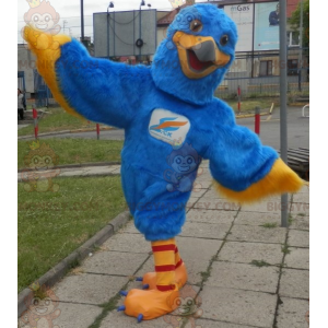 Blauwe en gele adelaar BIGGYMONKEY™ mascottekostuum. Kleurrijk