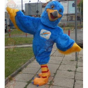 Blue and Yellow Eagle BIGGYMONKEY™ Mascot Costume. Colorful