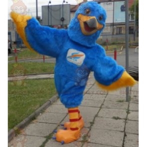 Blue and Yellow Eagle BIGGYMONKEY™ Mascot Costume. Colorful