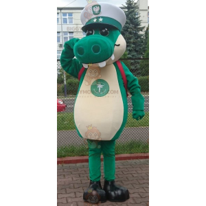 Green Crocodile BIGGYMONKEY™ Mascot Costume with Captain Cap –