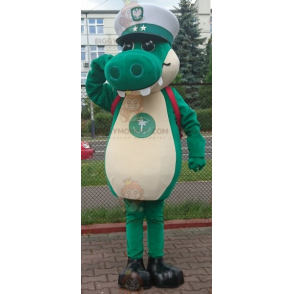 Costume da mascotte BIGGYMONKEY™ coccodrillo verde con berretto
