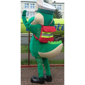 Costume da mascotte BIGGYMONKEY™ coccodrillo verde con berretto