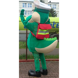 Green Crocodile BIGGYMONKEY™ Mascot Costume with Captain Cap –