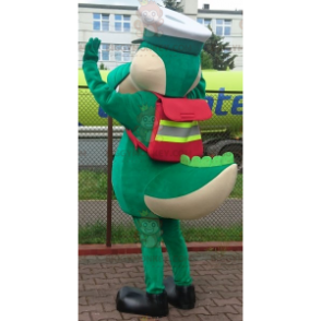 Green Crocodile BIGGYMONKEY™ Mascot Costume with Captain Cap -