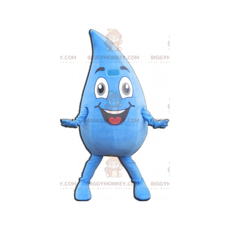 Giant smiling water drop BIGGYMONKEY™ mascot costume. drop