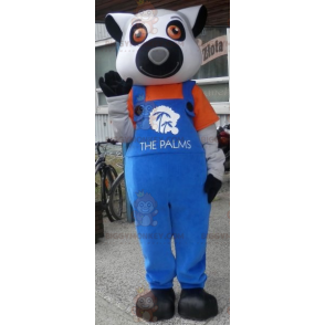 Costume da mascotte gigante grigio bianco e lemure nero