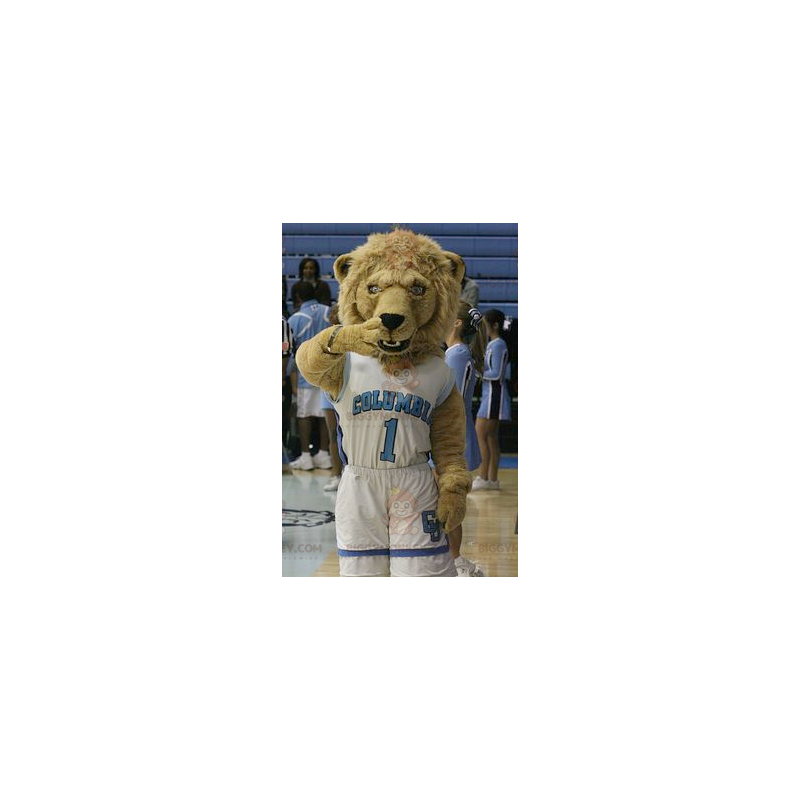 Kostým maskota hnědého lva BIGGYMONKEY™ ve sportovním oblečení