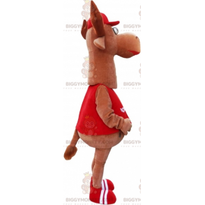 Giant Elk Caribou BIGGYMONKEY™ Mascot Costume Dressed in Red -