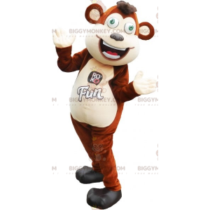 Traje de mascote BIGGYMONKEY™ marrom e branco grande macaco com
