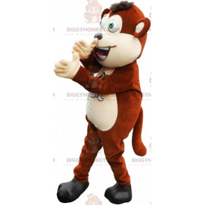 Costume de mascotte BIGGYMONKEY™ de grand singe marron et blanc