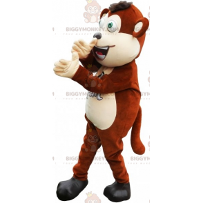Disfraz de mascota BIGGYMONKEY™ Gran simio marrón y blanco con