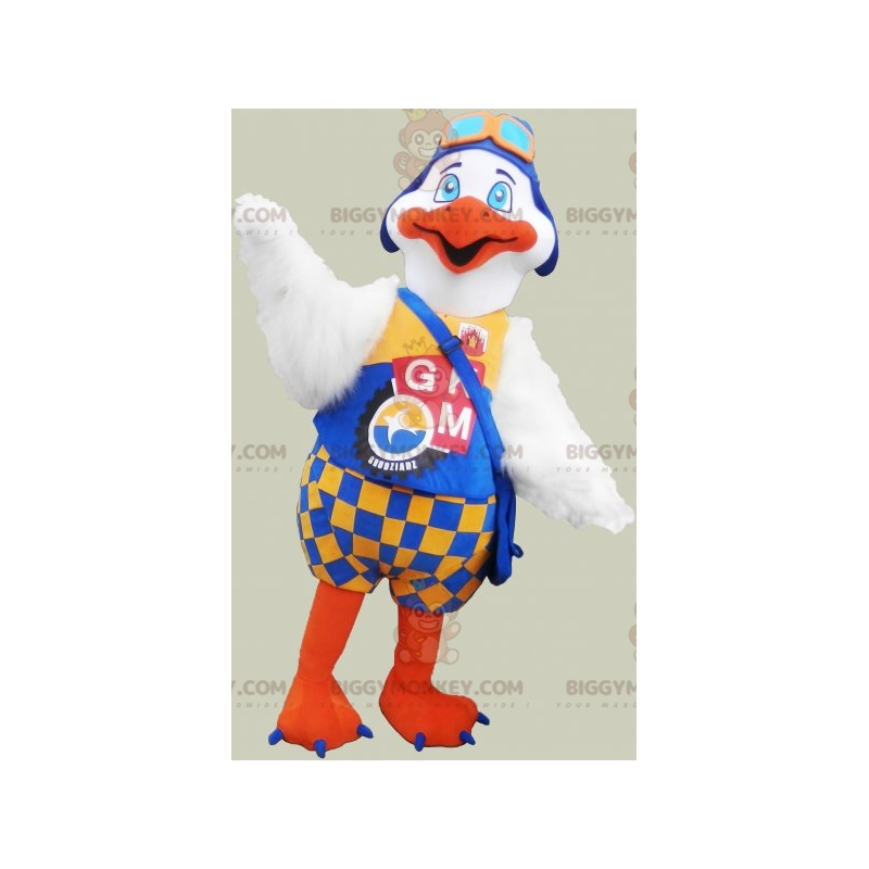 BIGGYMONKEY™ Big White and Orange Bird Mascot Costume with